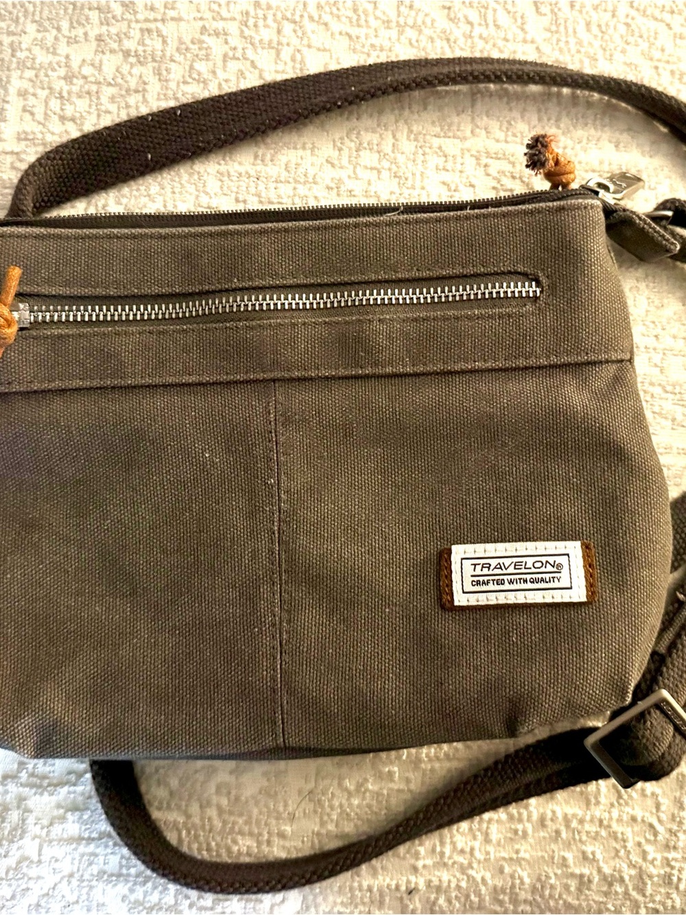 Travelon Olive Canvas Crossbody Messenger Bag for Men